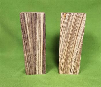 Zebrawood Turning Blanks ~ 2 Each ~ 2 1/2" x 2 1/2" x 7 1/2" ~ $39.99  Blank #714